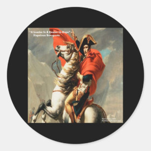 Pegatina Redonda Napoleón y cita "Líder"