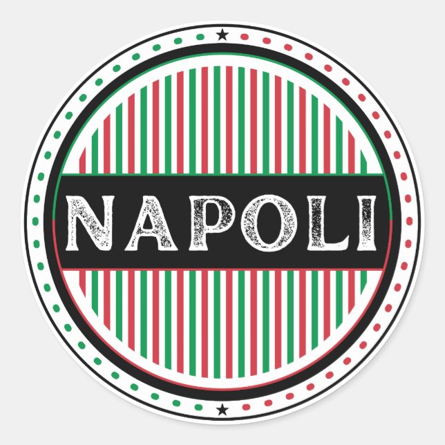 Pegatina Redonda Napoli City Pride Emblem – Italian Identity (Anverso)