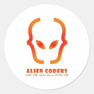 PEGATINA REDONDA NARANJA ALIEN