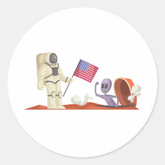 PEGATINA REDONDA NARANJA ALIEN