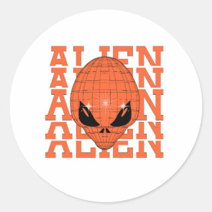 PEGATINA REDONDA NARANJA ALIEN