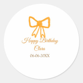 Pegatina Redonda Naranja amarillo arco acuarela retro feliz cumplea