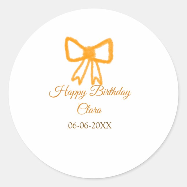 Pegatina Redonda Naranja amarillo arco acuarela retro feliz cumplea (Anverso)