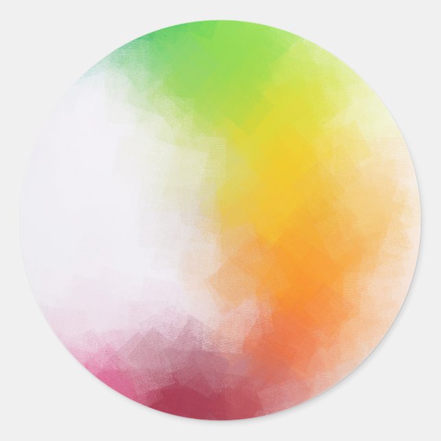 Pegatina Redonda Naranja amarillo rojo verde azul rosa blanco abstr (Anverso)