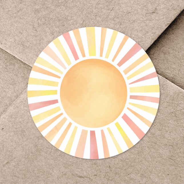 Pegatina Redonda Naranja Amarillo Sol (Sunshine Yellow Orange Sun Classic Round Sticker )