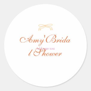 Pegatina Redonda naranja arco desfile de novia audaz retro mano dib