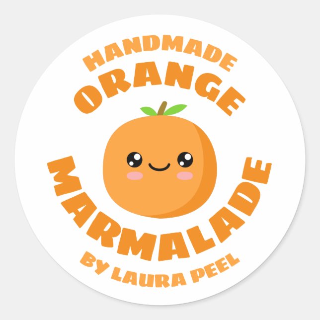 Pegatina Redonda Naranja artesanal Marmalade (Anverso)