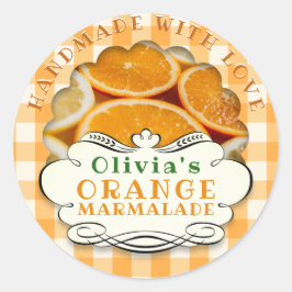 Pegatina Redonda Naranja artesanal Marmalade