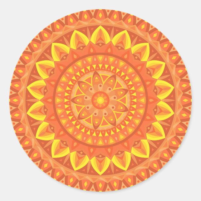 Pegatina Redonda Naranja Base Mandala (Anverso)