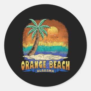 Pegatina Redonda Naranja Beach Alabama Vintage Molestage Souvenir