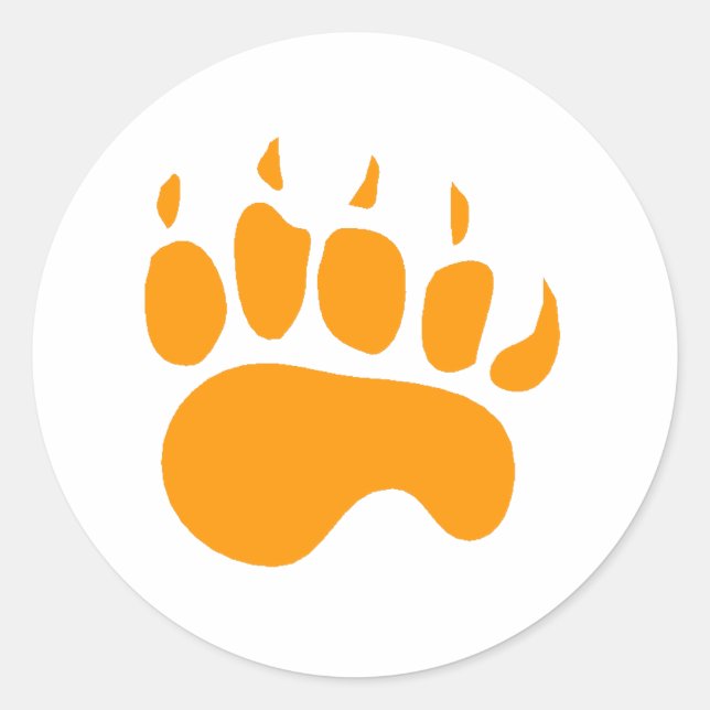 Pegatina Redonda Naranja Bear Paw (Anverso)