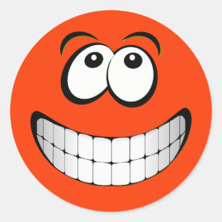Pegatina Redonda Naranja Big Grin Face