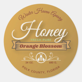 Pegatina Redonda Naranja Blossom Honey Jar