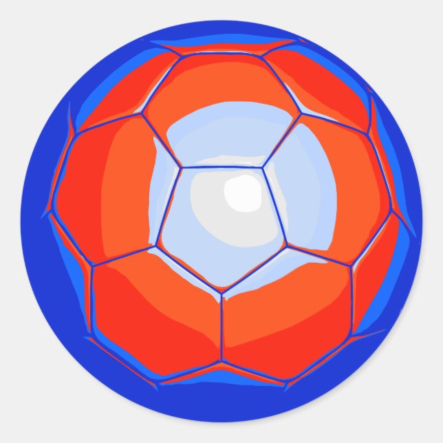 Pegatina Redonda Naranja Blue Soccer Ball (Anverso)