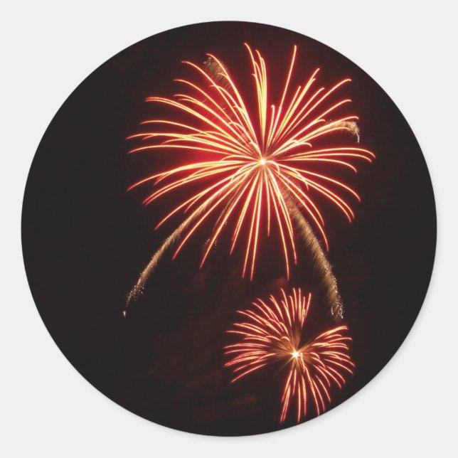 Pegatina Redonda Naranja Burst (Anverso)