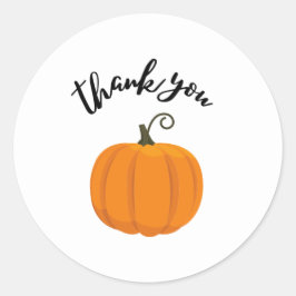 Pegatina Redonda Naranja Calabaza pequeña Gracias Pegatinas