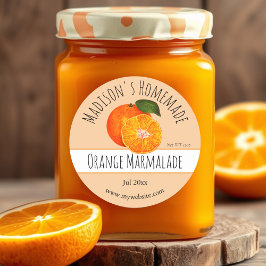 Pegatina Redonda Naranja casero Marmalade Jar Labels