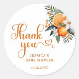 Pegatina Redonda Naranja Citrus Baby Shower Favor