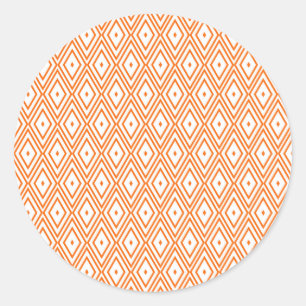 Pegatina Redonda Naranja claro y diamantes blancos