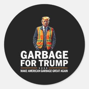 Pegatina Redonda Naranja de basura Donald Trump chaleco de segurida