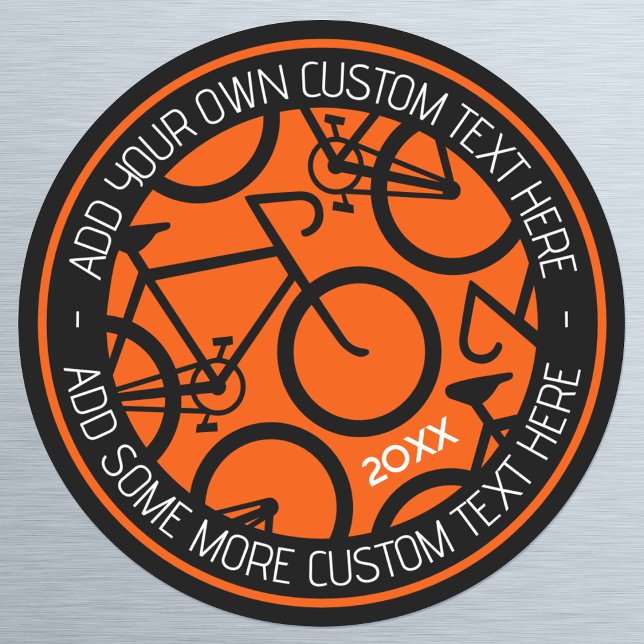Pegatina Redonda Naranja de bicicleta de texto personalizado y negr (Subido por el creador)