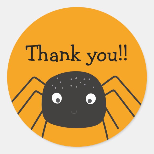 Pegatina Redonda Naranja de calabaza de araña (Anverso)