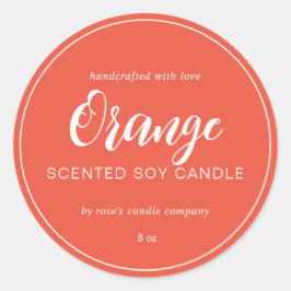 Pegatina Redonda Naranja de caligrafía de Moda de vándalos de soja