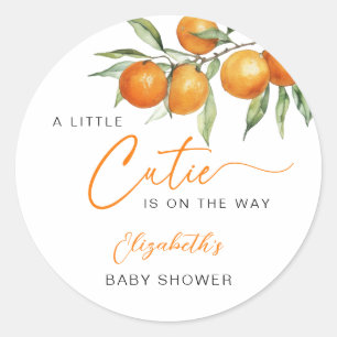 Pegatina Redonda Naranja de cítricos botánicos Pequeña Cutie Baby S