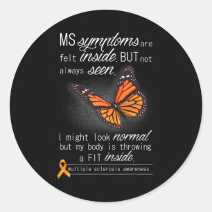 Pegatina Redonda Naranja de conciencia sobre la esclerosis Cinta ma