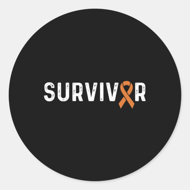 Pegatina Redonda Naranja De Concienciación De Crps Sobreviviente De (Anverso)