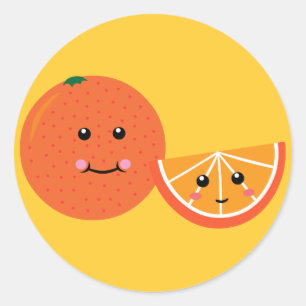 Pegatina Redonda Naranja de corte