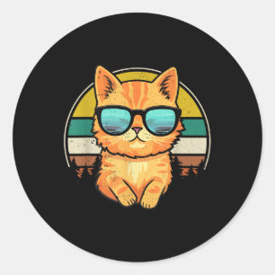 Pegatina Redonda Naranja de estilo vintage Tabby gato con su uso am