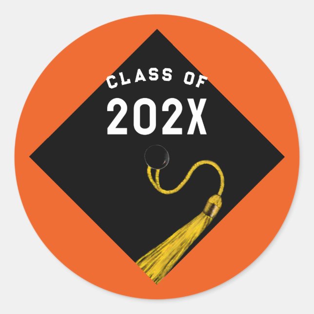 Pegatina Redonda Naranja de Graduación 2025 (Anverso)