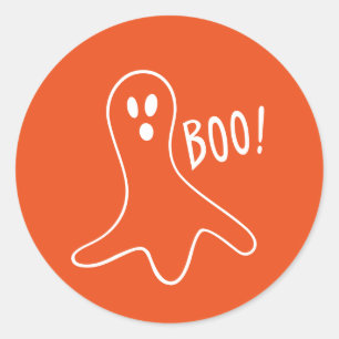Pegatina Redonda Naranja de Halloween Scary Ghost 4Jimmy