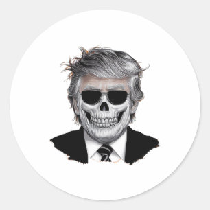Pegatina Redonda Naranja de Halloween Trump Fiesta norteamericano d
