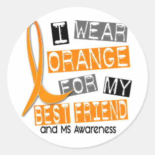 Pegatina Redonda Naranja de la esclerosis múltiple del ms para mi