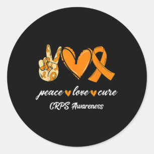Pegatina Redonda Naranja de la Paz de la Cura de Amor Cura Cinta Cr