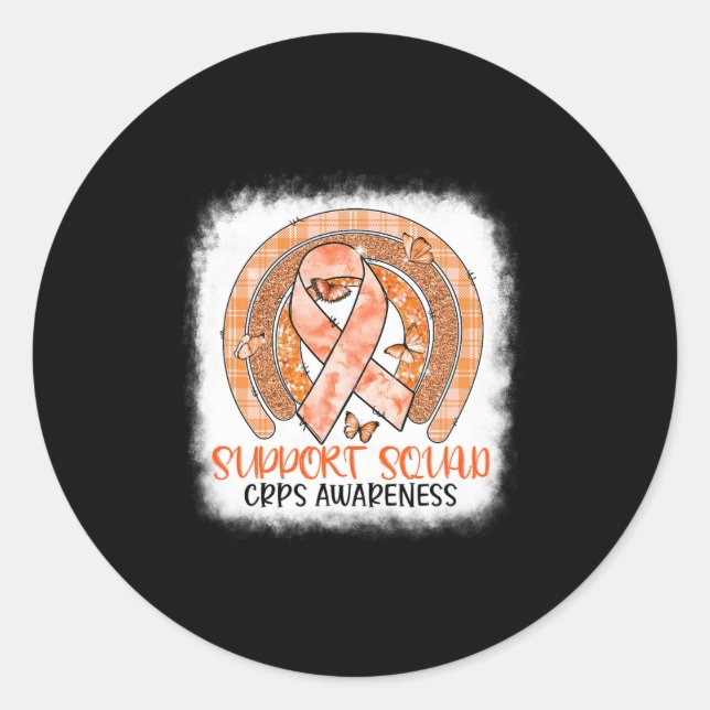 Pegatina Redonda Naranja de mariposa apoyo Arcoiris galopante CRPS  (Anverso)