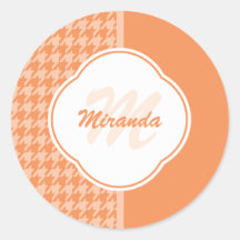 Naranja de moda Monograma y nombre Houndstoth