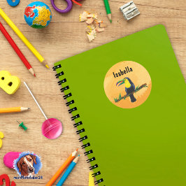 Pegatina Redonda Naranja de Namensaufkleber - Tucan Aquarell-Design