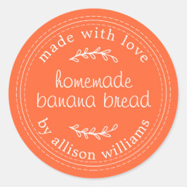 Pegatina Redonda Naranja de pan bananero casero ruso