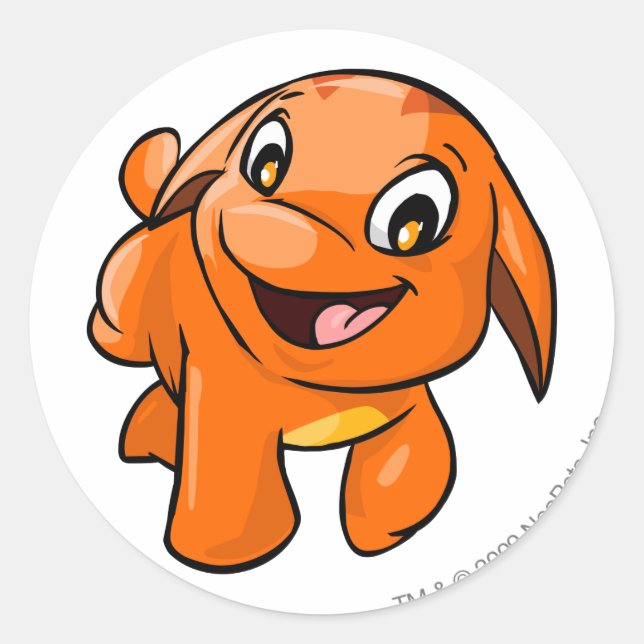 Pegatina Redonda Naranja de Poogle (Anverso)