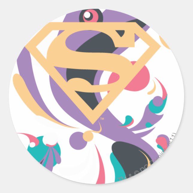 Pegatina Redonda Naranja de salpicaduras de color (Anverso)