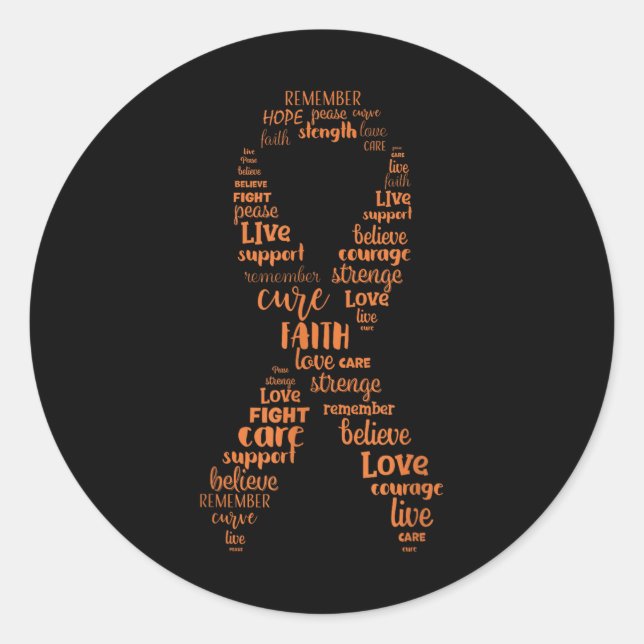 Pegatina Redonda Naranja de Sensibilización sobre el Cáncer de Riñó (Anverso)