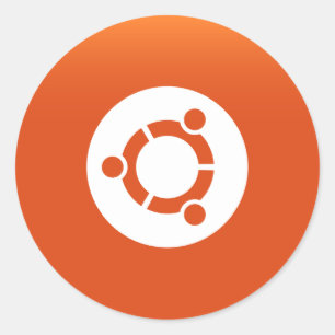 Pegatina Redonda Naranja de Ubuntu grdiant