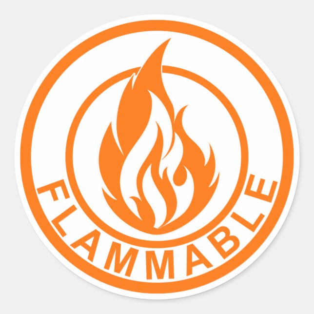 Pegatina Redonda Naranja del círculo de incendios inflamables de la (Anverso)