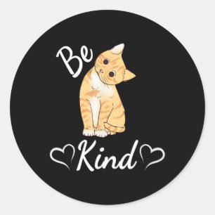 Pegatina Redonda Naranja del Día de la Unidad Gato anti bullying Be