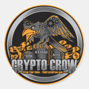 Pegatina Redonda Naranja en Black Crypto Crow
