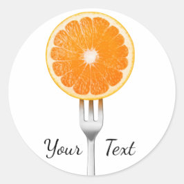 Pegatina Redonda Naranja en un tenedor