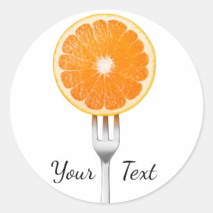 Pegatina Redonda Naranja en un tenedor